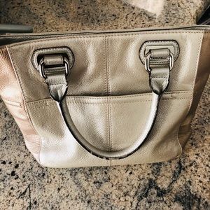 Gold and Pewter Satchel Purse
